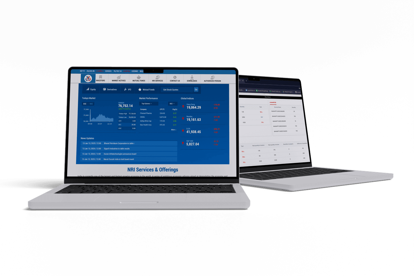 A web dashboard shown on a laptop